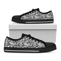 Black And White Graffiti Pattern Print Black Low Top Sneakers