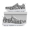Black And White Graffiti Pattern Print White Running Shoes
