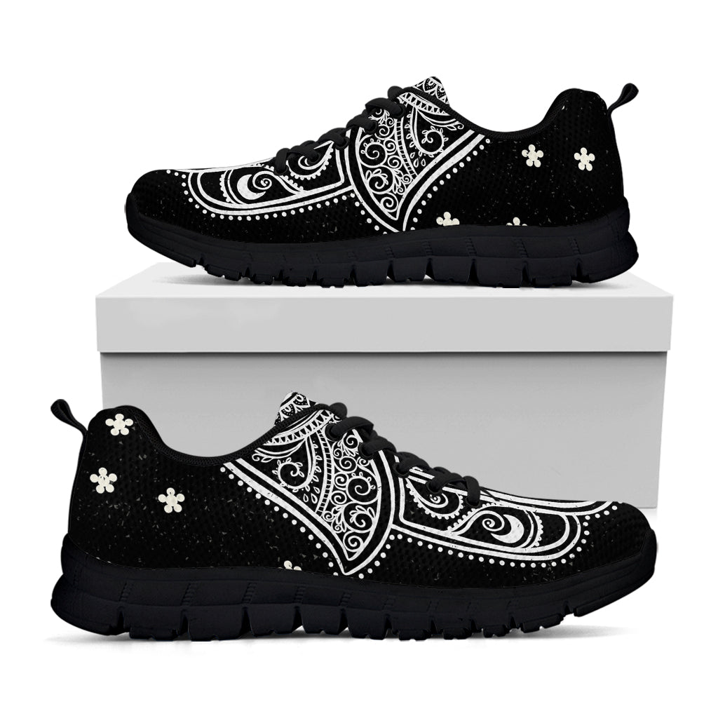 Black And White Hamsa Print Black Running Shoes