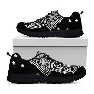 Black And White Hamsa Print Black Running Shoes