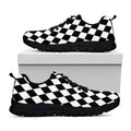 Black And White Harlequin Pattern Print Black Running Shoes