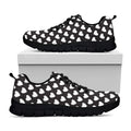 Black And White Heart Pattern Print Black Running Shoes