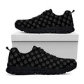 Black And White Heartbeat Pattern Print Black Running Shoes