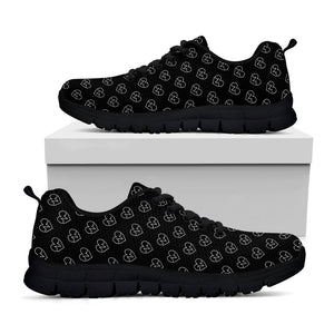 Black And White Heartbeat Pattern Print Black Running Shoes