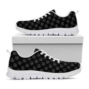 Black And White Heartbeat Pattern Print White Running Shoes