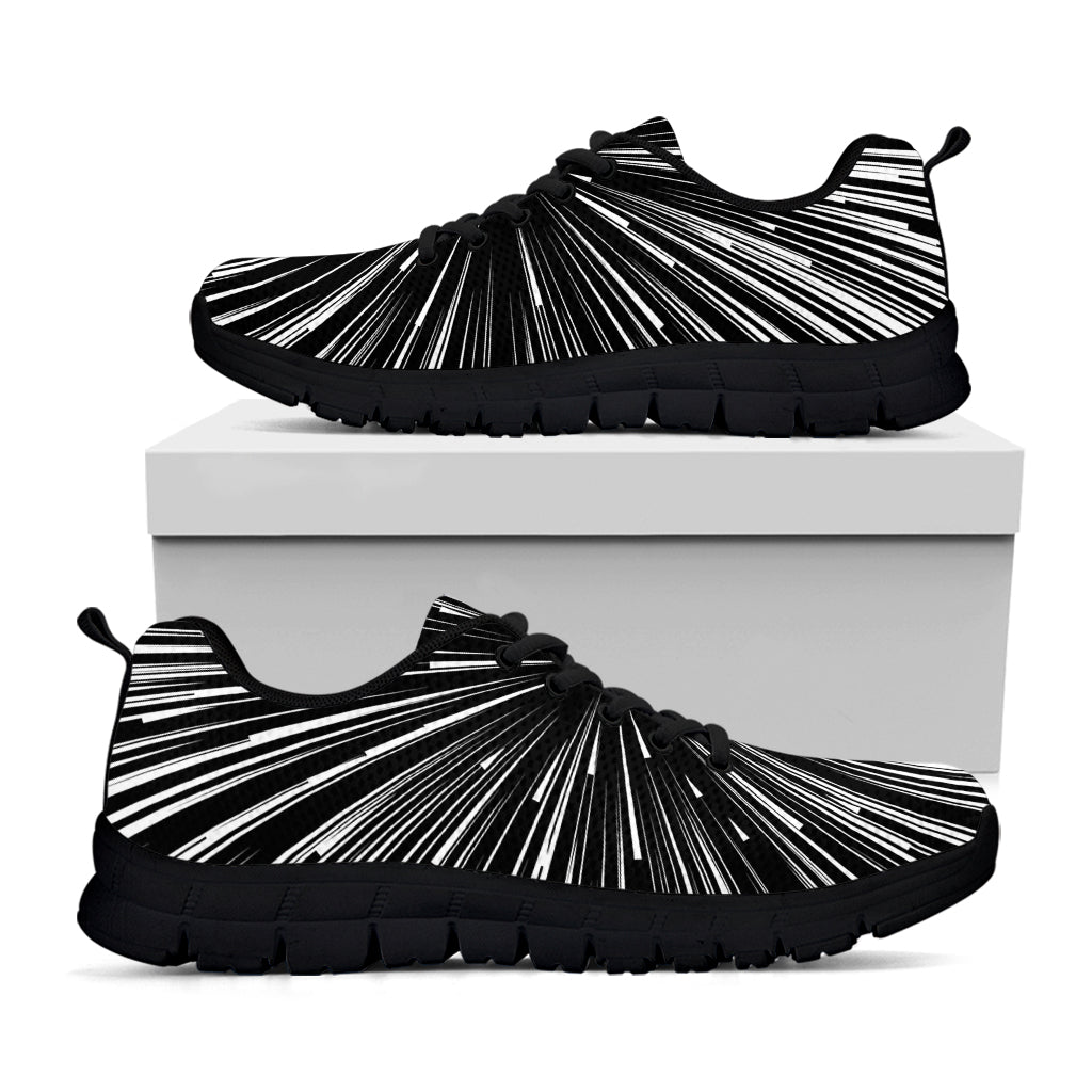 Black And White Hyperspace Print Black Running Shoes