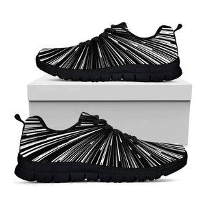 Black And White Hyperspace Print Black Running Shoes