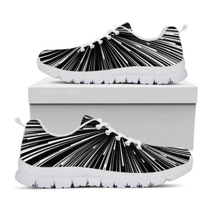 Black And White Hyperspace Print White Running Shoes