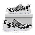 Black And White Hypnotic Illusion Print White Running Shoes