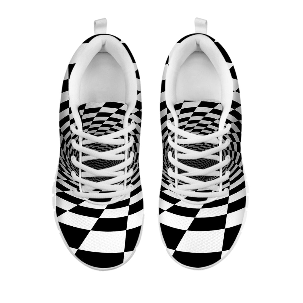 Black And White Hypnotic Illusion Print White Running Shoes