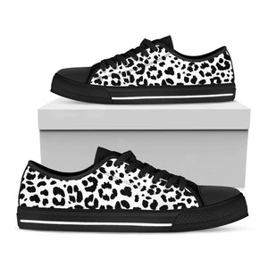 Black And White Jaguar Pattern Print Black Low Top Sneakers