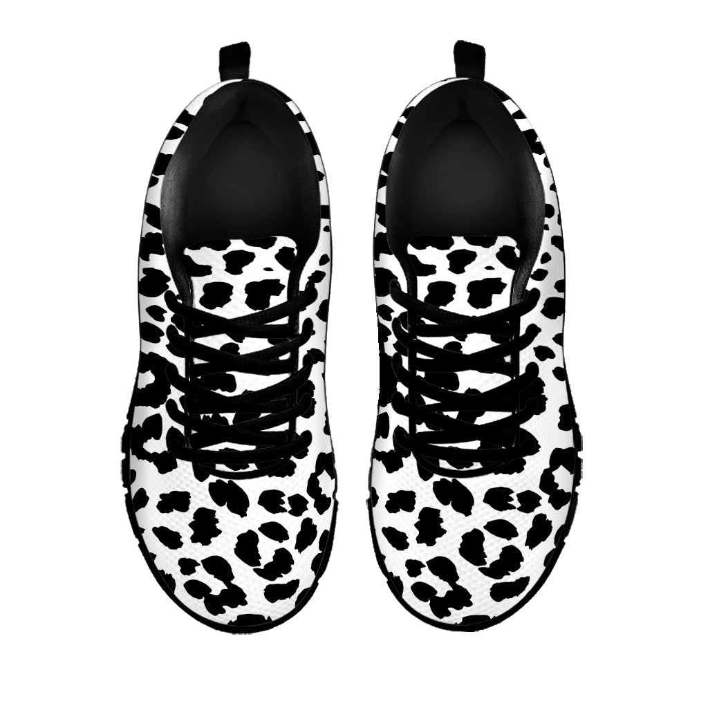 Black And White Jaguar Pattern Print Black Running Shoes