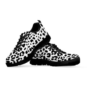 Black And White Jaguar Pattern Print Black Running Shoes
