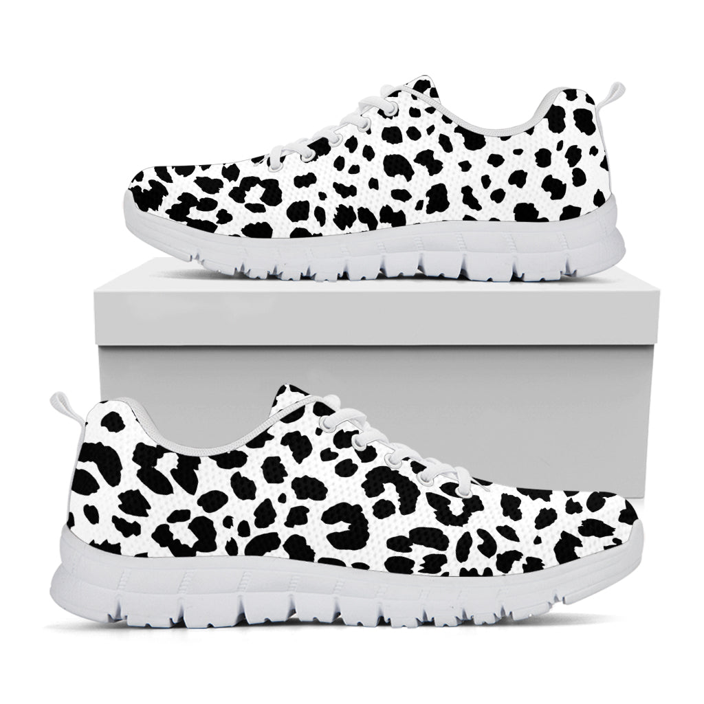 Black And White Jaguar Pattern Print White Running Shoes