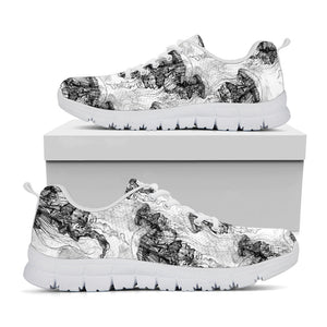 Black And White Jellyfish Pattern Print White Running Shoes