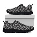 Black And White Knitted Pattern Print Black Running Shoes
