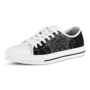 Black And White Leo Sign Print White Low Top Sneakers