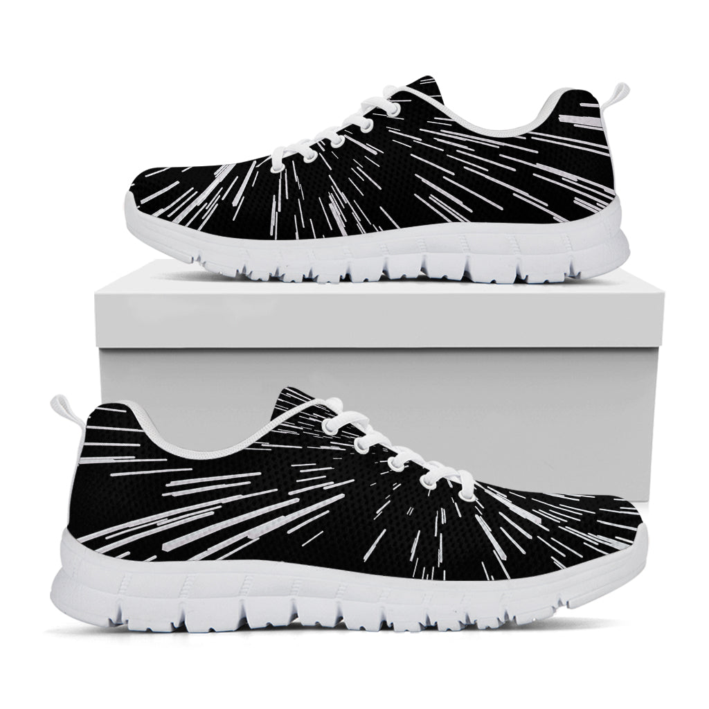 Black And White Lightspeed Print White Running Shoes