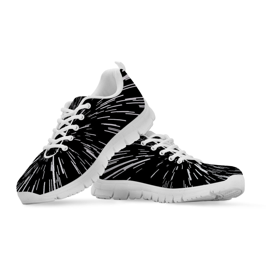 Black And White Lightspeed Print White Running Shoes