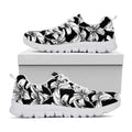 Black And White Lily Pattern Print White Running Shoes