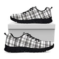 Black And White Madras Pattern Print Black Running Shoes