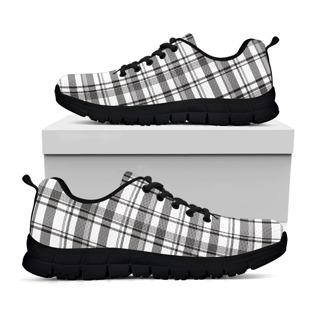 Black And White Madras Pattern Print Black Running Shoes