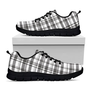 Black And White Madras Pattern Print Black Running Shoes