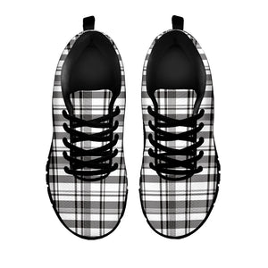 Black And White Madras Pattern Print Black Running Shoes
