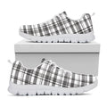 Black And White Madras Pattern Print White Running Shoes