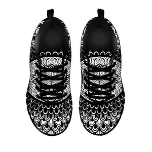 Black And White Mandala Print Black Running Shoes