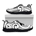 Black And White Maori Pattern Print Black Running Shoes