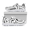 Black And White Maori Pattern Print White Running Shoes