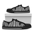 Black And White Maori Tattoo Print Black Low Top Sneakers