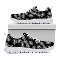 Black And White Monstera Pattern Print White Running Shoes