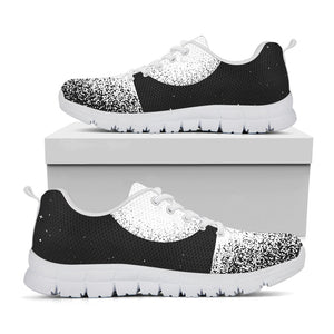 Black And White Moonlight Print White Running Shoes