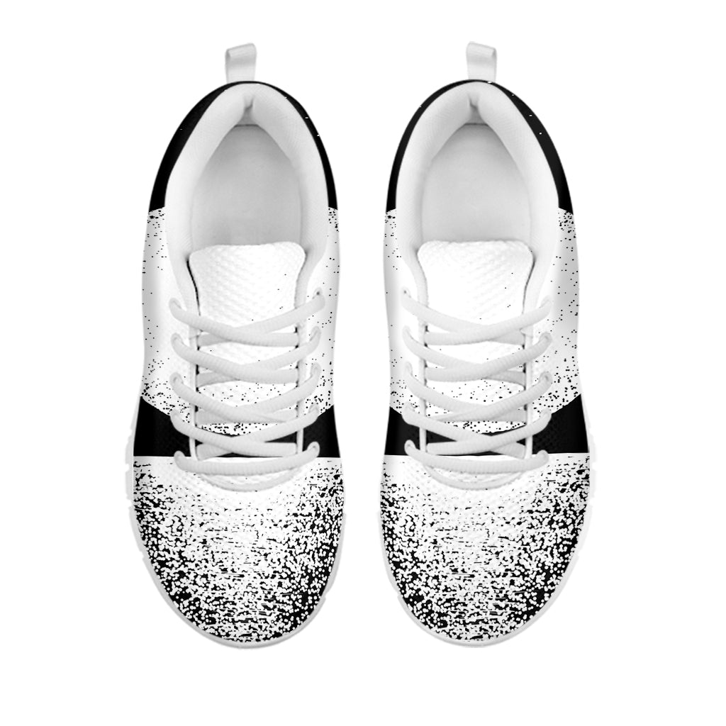 Black And White Moonlight Print White Running Shoes
