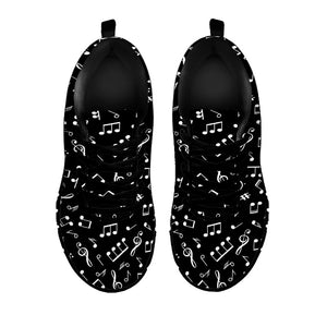 Black And White Music Note Pattern Print Black Running Shoes