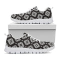 Black And White Navajo Pattern Print White Running Shoes