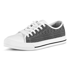 Black And White Navajo Tribal Print White Low Top Sneakers