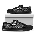Black And White Om Print Black Low Top Sneakers