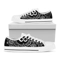 Black And White Om Print White Low Top Sneakers