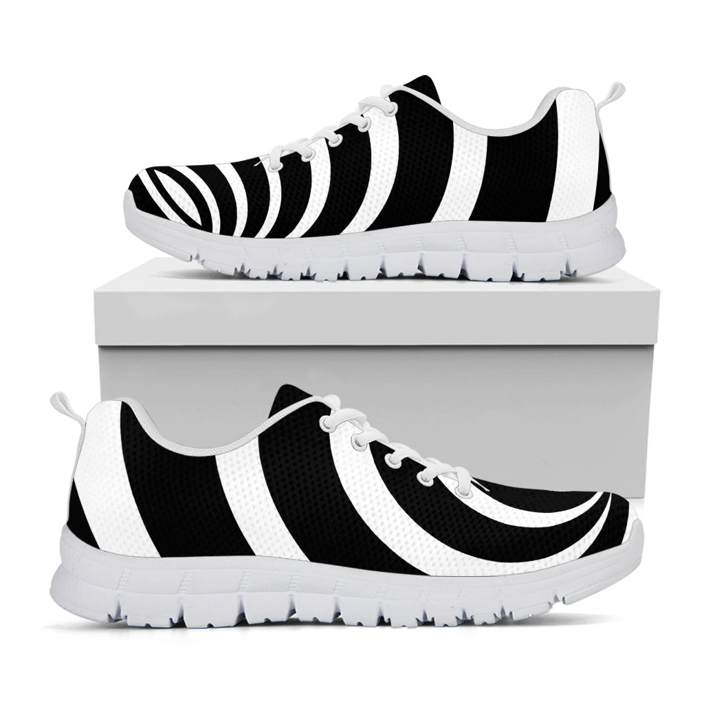 Black And White Optical Illusion Print White Running Shoes