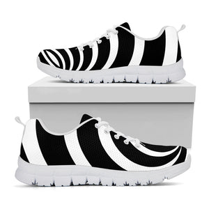 Black And White Optical Illusion Print White Running Shoes