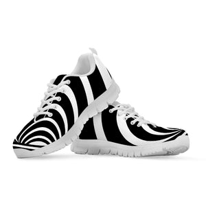 Black And White Optical Illusion Print White Running Shoes