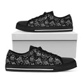 Black And White Owl Pattern Print Black Low Top Sneakers