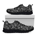 Black And White Paisley Pattern Print Black Running Shoes