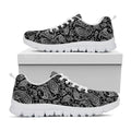Black And White Paisley Pattern Print White Running Shoes