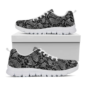 Black And White Paisley Pattern Print White Running Shoes