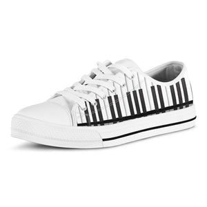 Black And White Piano Keyboard Print White Low Top Sneakers