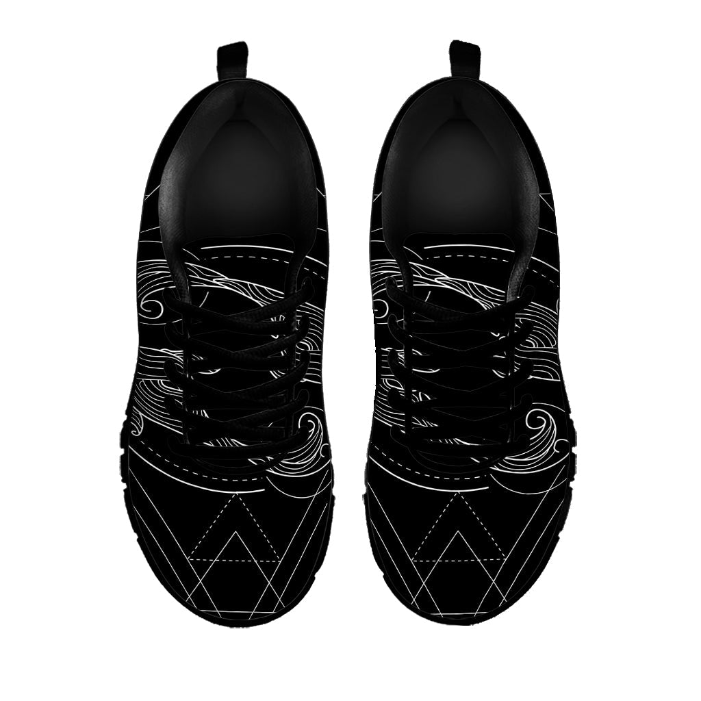 Black And White Pisces Sign Print Black Running Shoes